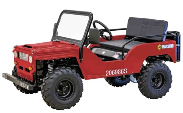 Massimo Mini Classic Military-Style Jeep, 125cc Engine, 3-Speed Transmission, 4-Stroke Single Cylinder