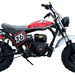 TrailMaster Hurricane 200X PRO Mini Bike, 196cc 6.5hp with Electric Start, Torque Converter, Dual Disc Brakes, Front & Rear Suspension, LED Headlight - Red