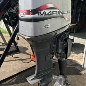 1985 Mariner 40 HP 2 Cylinder Carbureted 2 Stroke 15" (Short Shaft) Tiller Outboard Motor - Calvins Marine