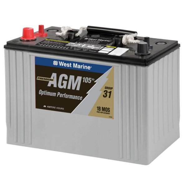 Group 31 Dual Purpose Marine AGM Battery, 105 Amp Hours, 800 Cold Cranking Amps, 1,000 Marine Cranking Amps, 200 Reserve Minutes